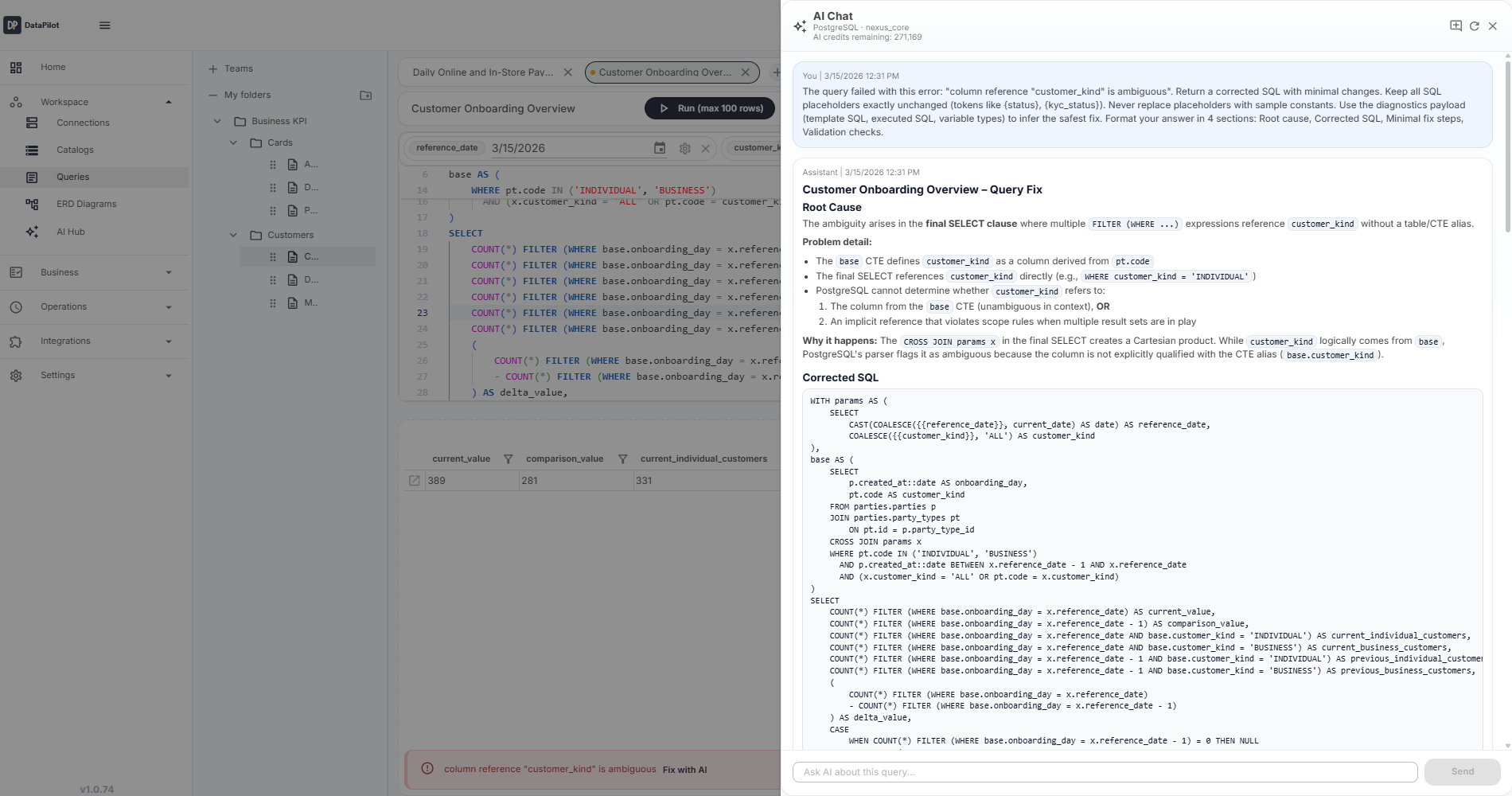 DataPilot as a governed execution layer for AI agents working with company data